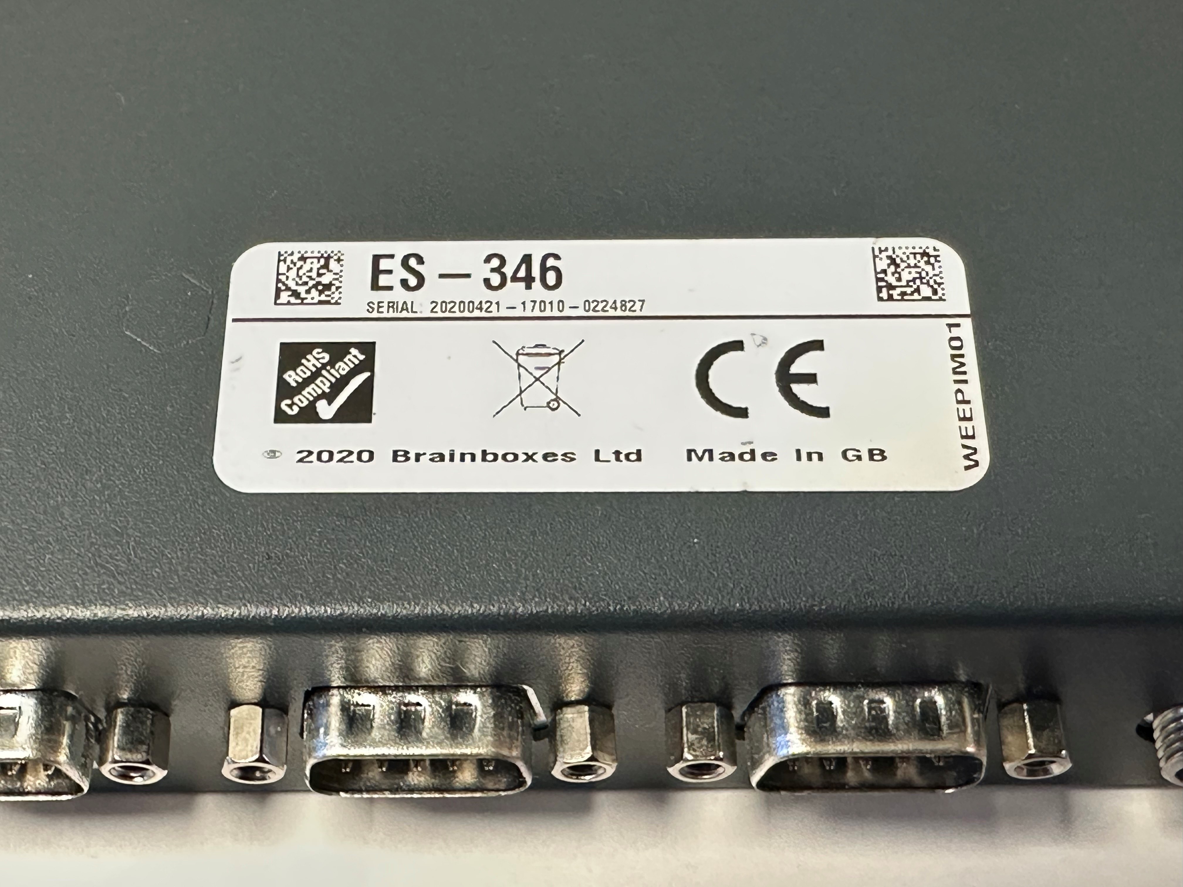Image showing the sticker location on the ES-346 that contains the serial number